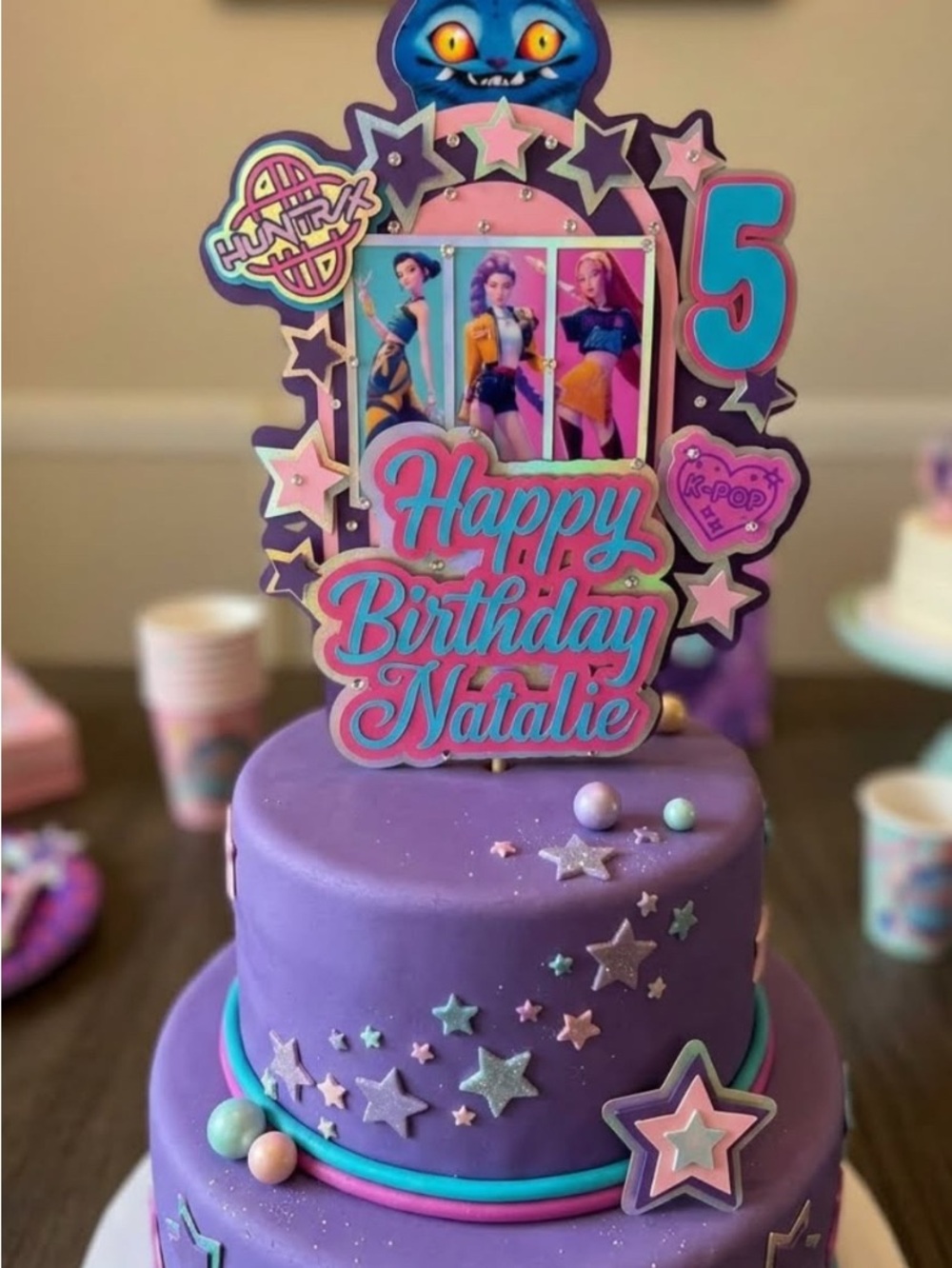 Personalized K-Pop Themed Happy Birthday Cake Topper